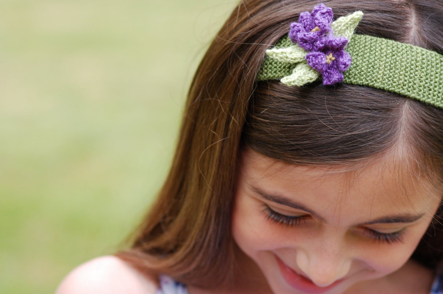 Baby Floral Headband Pattern • Violets are Blue Headband Knitting Pattern PDF • Intermediate Knit Pattern