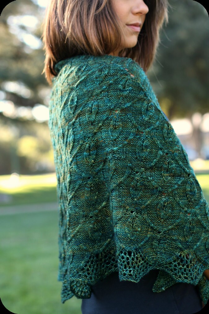 Cables and Leaves Shawl Knitting Pattern • Secret Garden Knitting Pattern PDF • Intermediate Knit Pattern