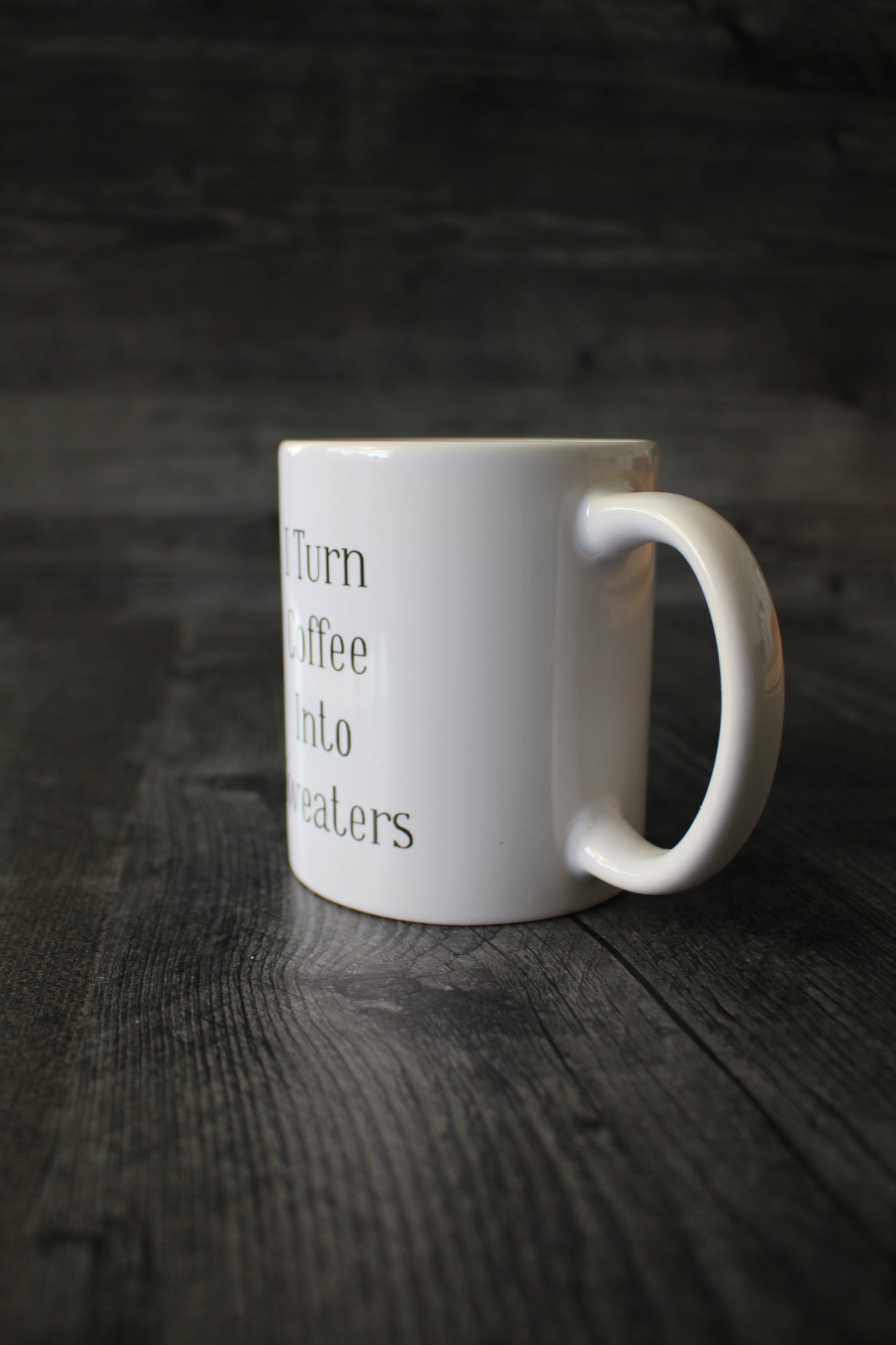 "I Turn Coffee Into Sweaters" Mug