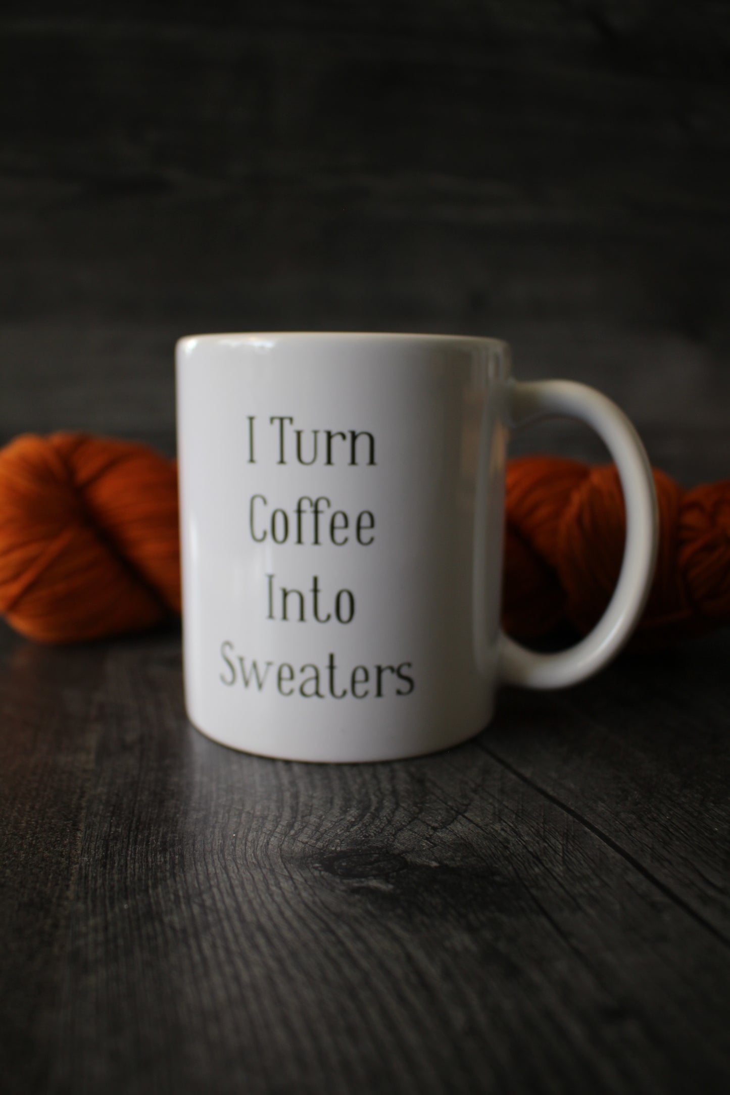 "I Turn Coffee Into Sweaters" Mug