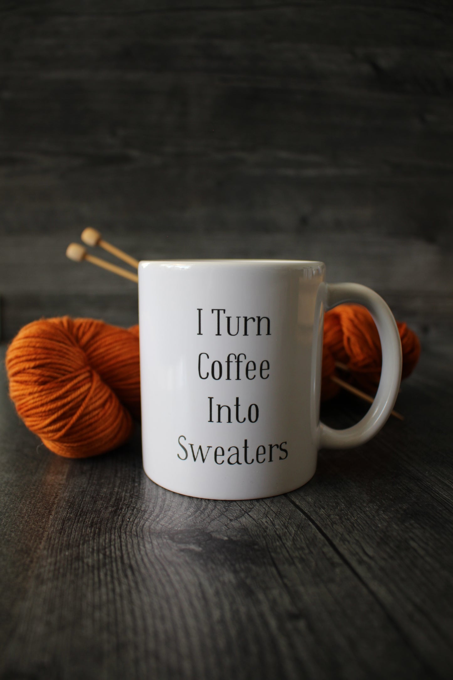 "I Turn Coffee Into Sweaters" Mug