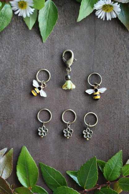 Bee and Bloom Stitch Markers Set