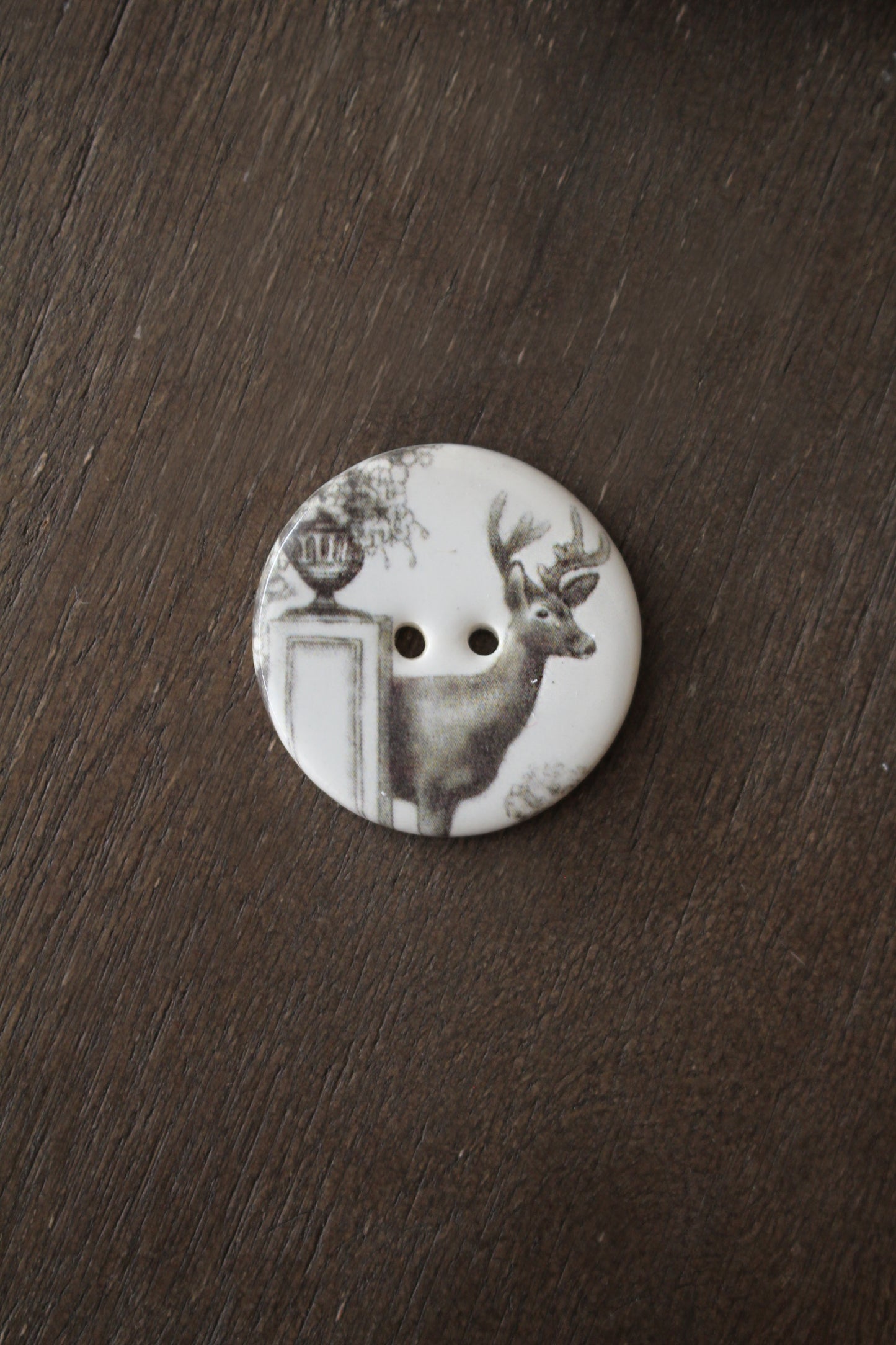 Woodland Buck Ceramic Button