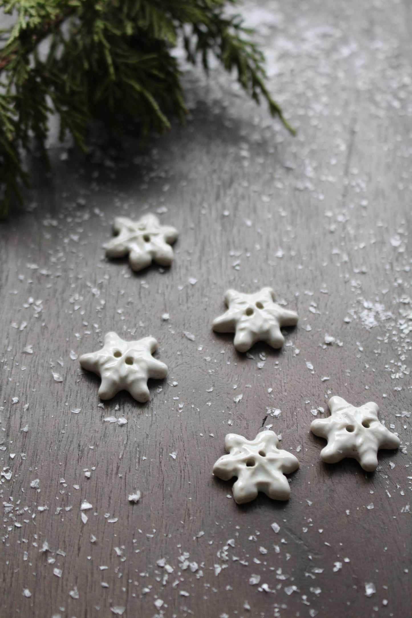 Handmade Ceramic Snowflake Buttons
