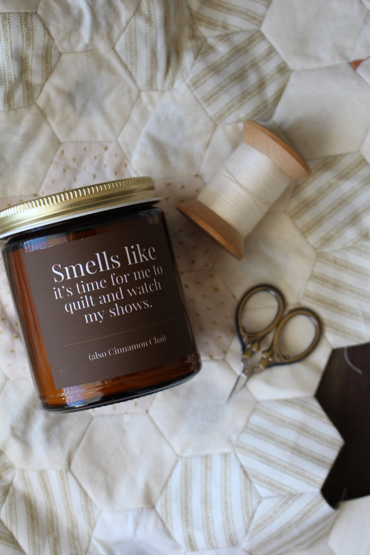 Hand-Poured Soy Wax Candle For Quilting and Sewing | Cinnamon Chai