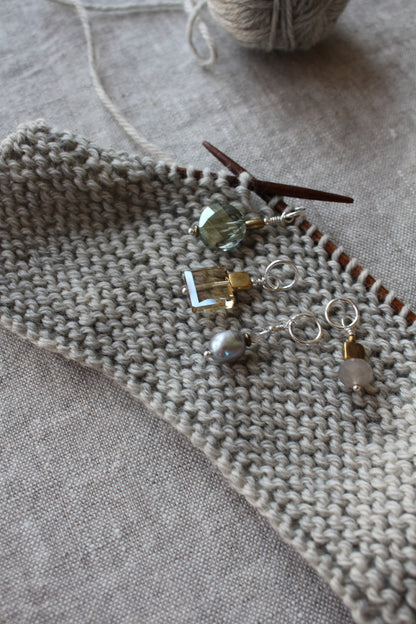 WOOL & WIRE Crystal and Pearl Stitch Markers (Set of 3)