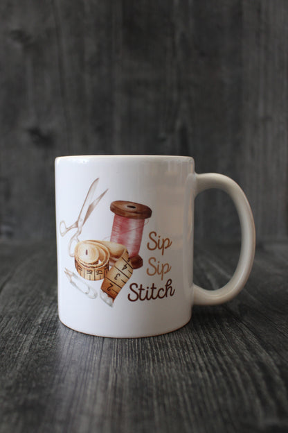 Vintage Sip Sip Stitch Mug