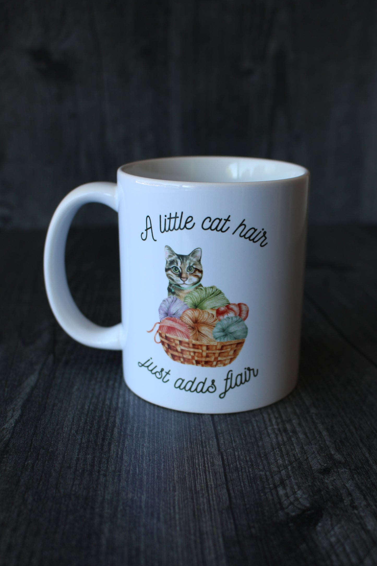 "A Little Cat Hair Just Adds Flair" Mug