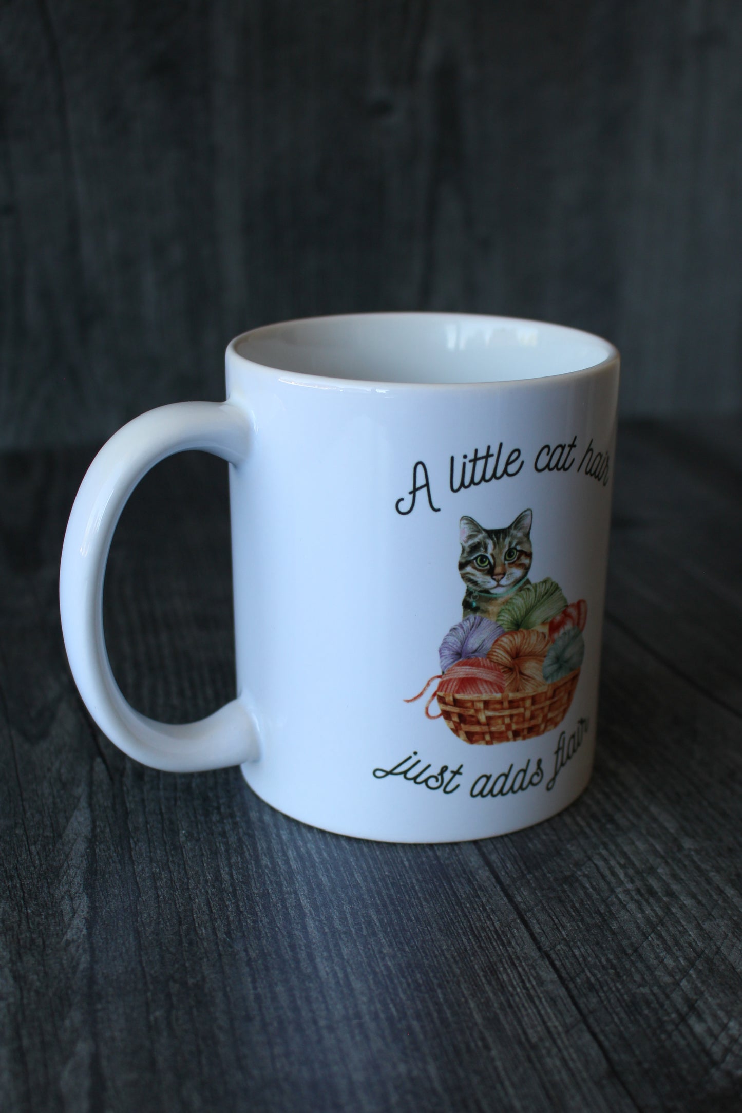 "A Little Cat Hair Just Adds Flair" Mug