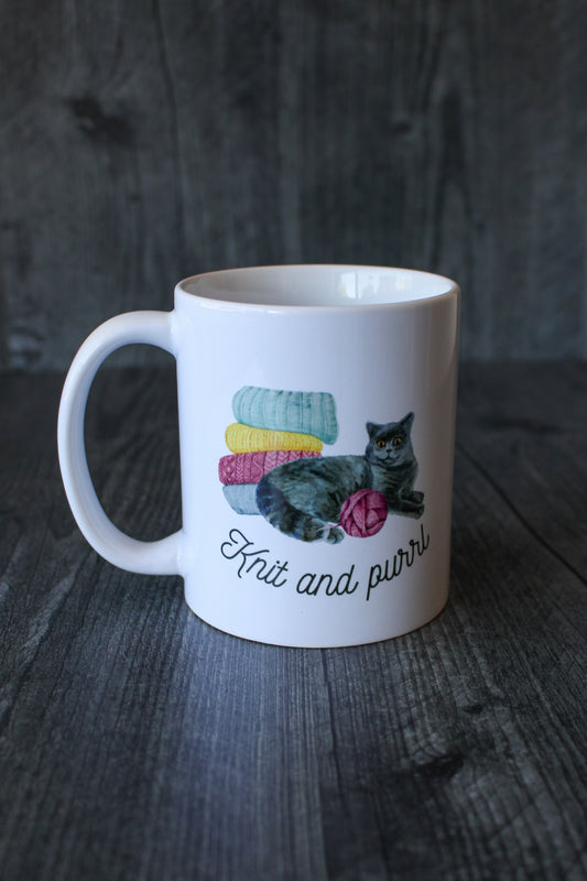 "Knit And Purrl" Mug