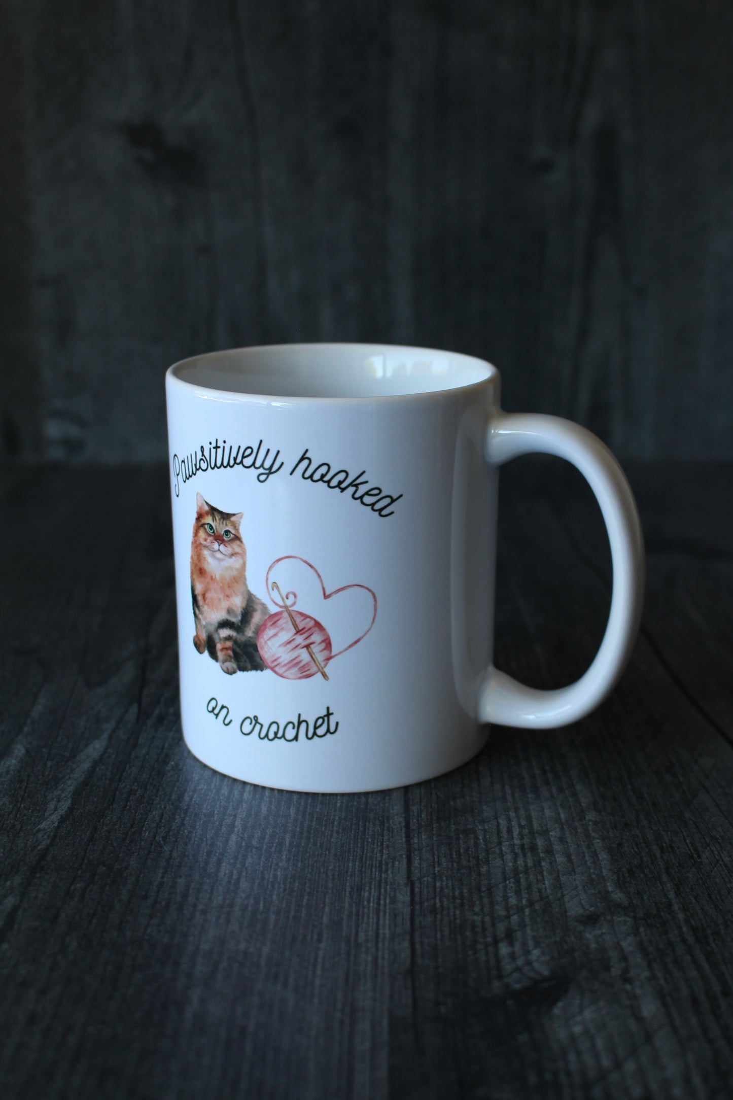 "Pawsitively Hooked On Crochet" Mug