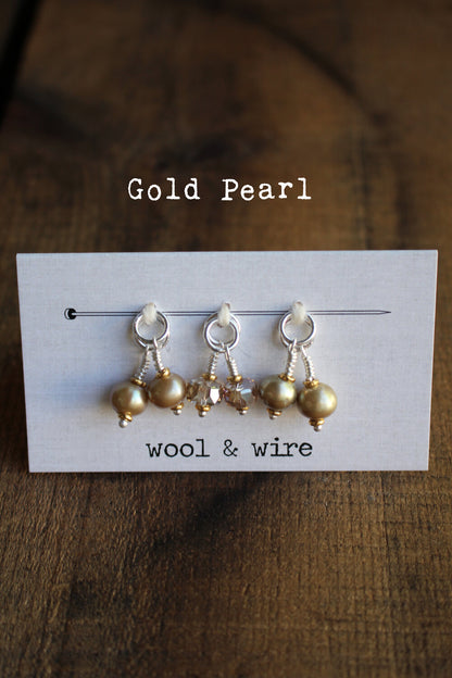 WOOL & WIRE Mini Crystal & Pearl Stitch Markers (Set of 6)