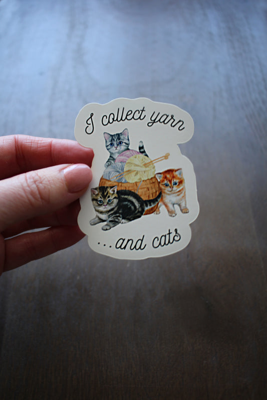 "I Collect Yarn and Cats" Vinyl Sticker