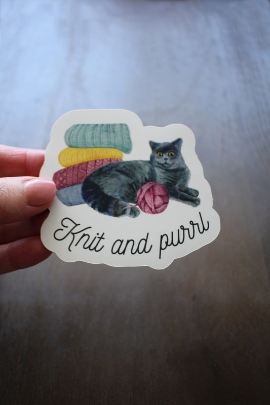 "Knit and Purrl" Vinyl Sticker