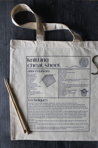 Knitting Cheat Sheet Tote