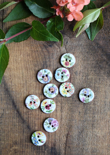 Wildflower Mini Ceramic Buttons (Set of 10)