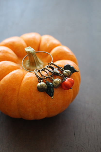 Harvest Pumpkin Stitch Markers Set