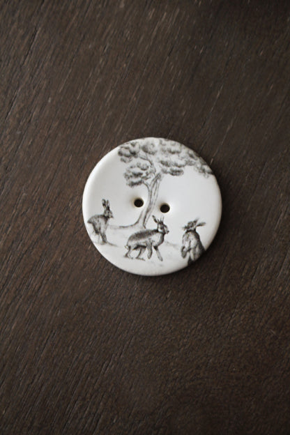 Woodland Hare Ceramic Button