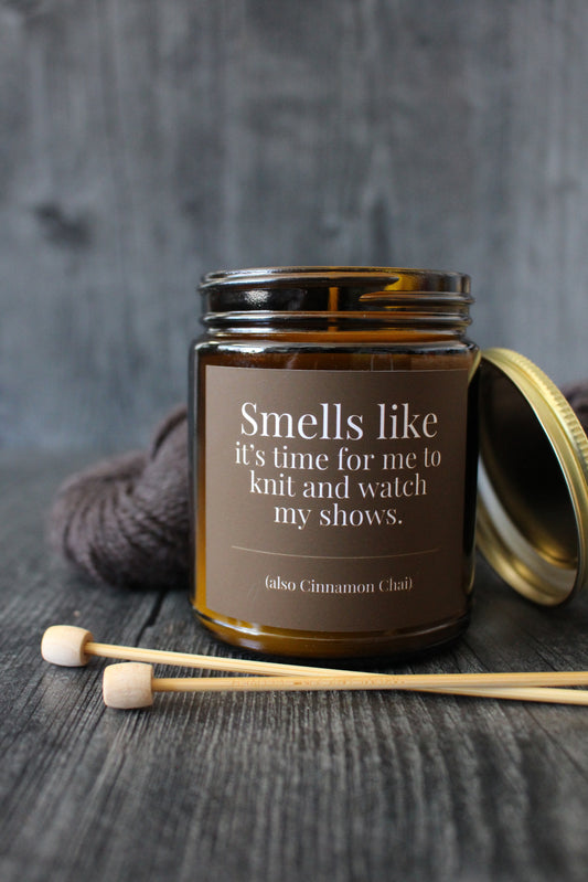 Hand-Poured Soy Wax Candle For Knitters | Cinnamon Chai