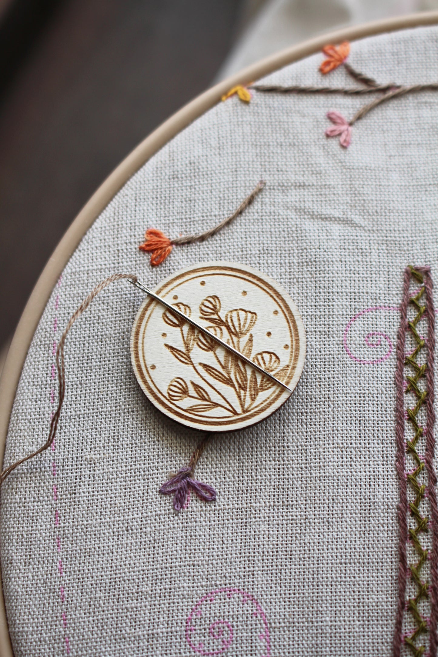 Wildflower Wooden Needle Minders