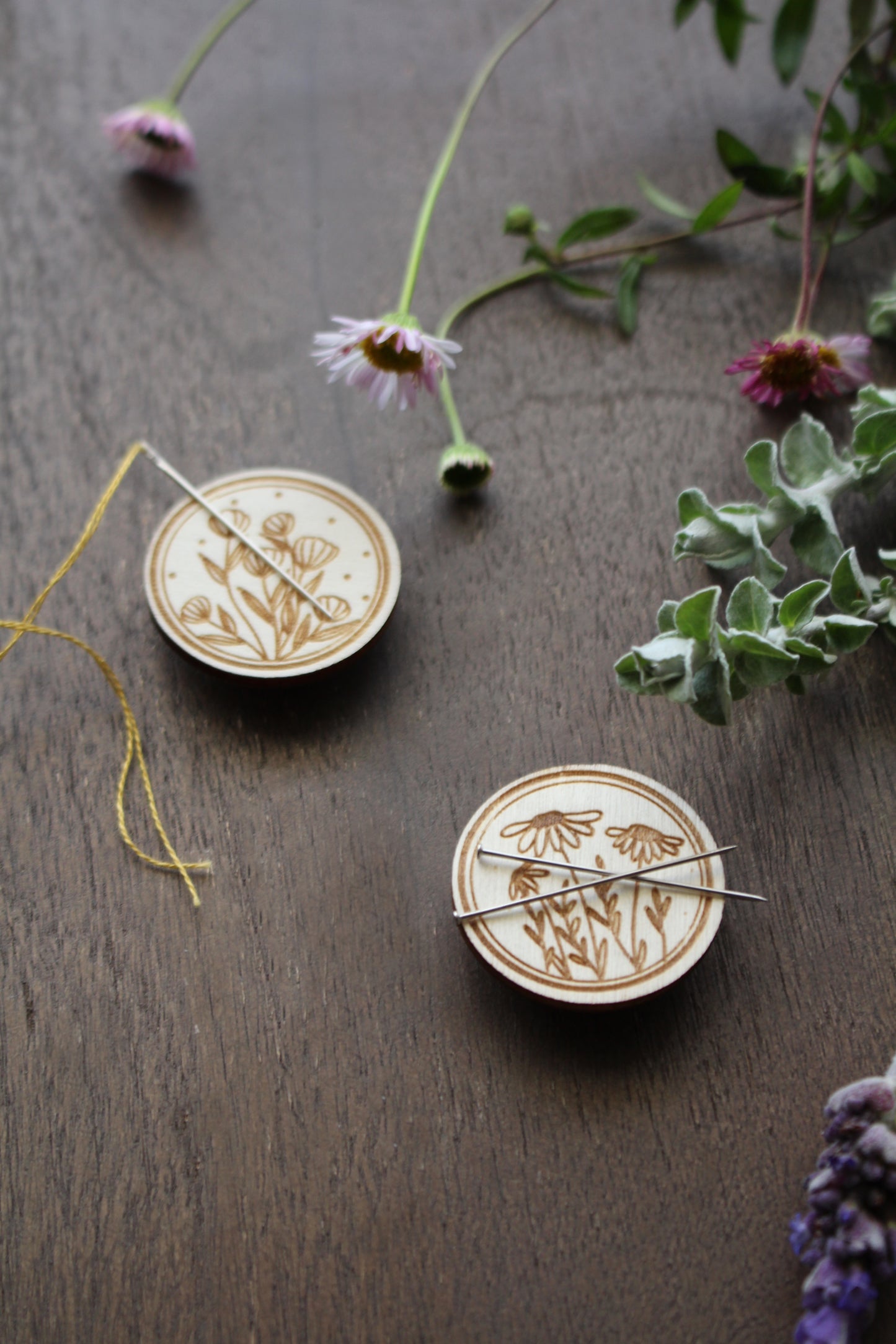 Wildflower Wooden Needle Minders