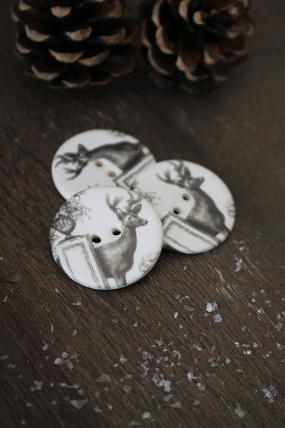 Woodland Buck Ceramic Button