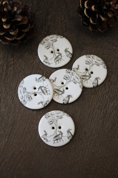 Woodland Hare Ceramic Button