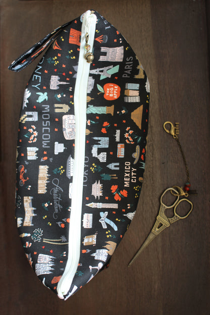 World Traveler Zippered Project Pouch