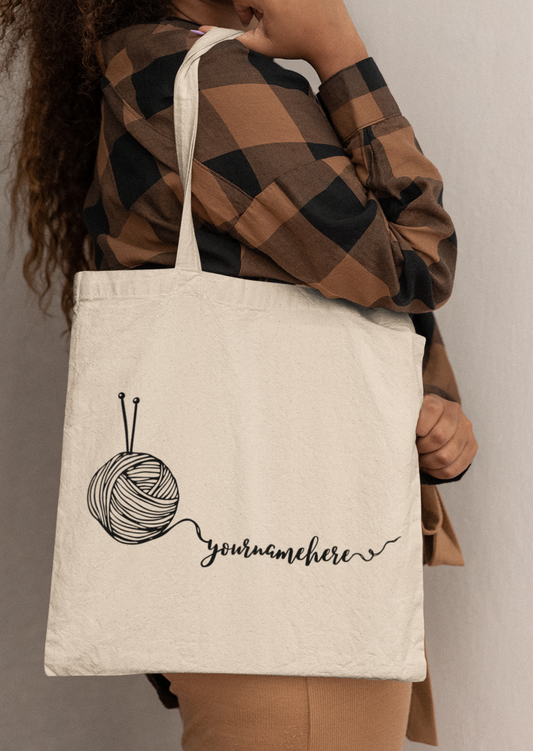 Write Your Name In Yarn / Personalized Knitting Tote