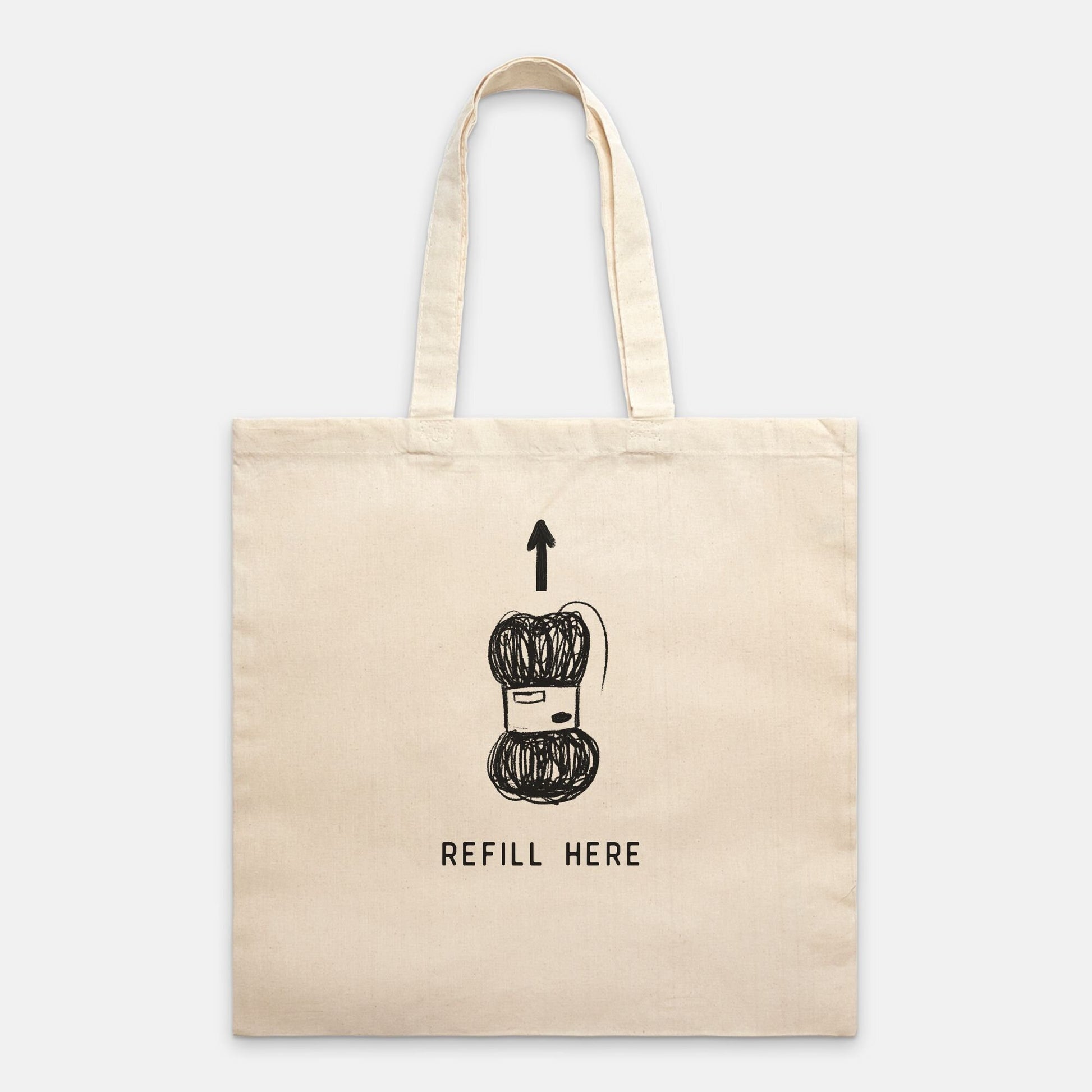 Craft Project Bag • "Refill here" Tote • Cotton Canvas Yarn Bag • Gift For Knitter or Crocheter