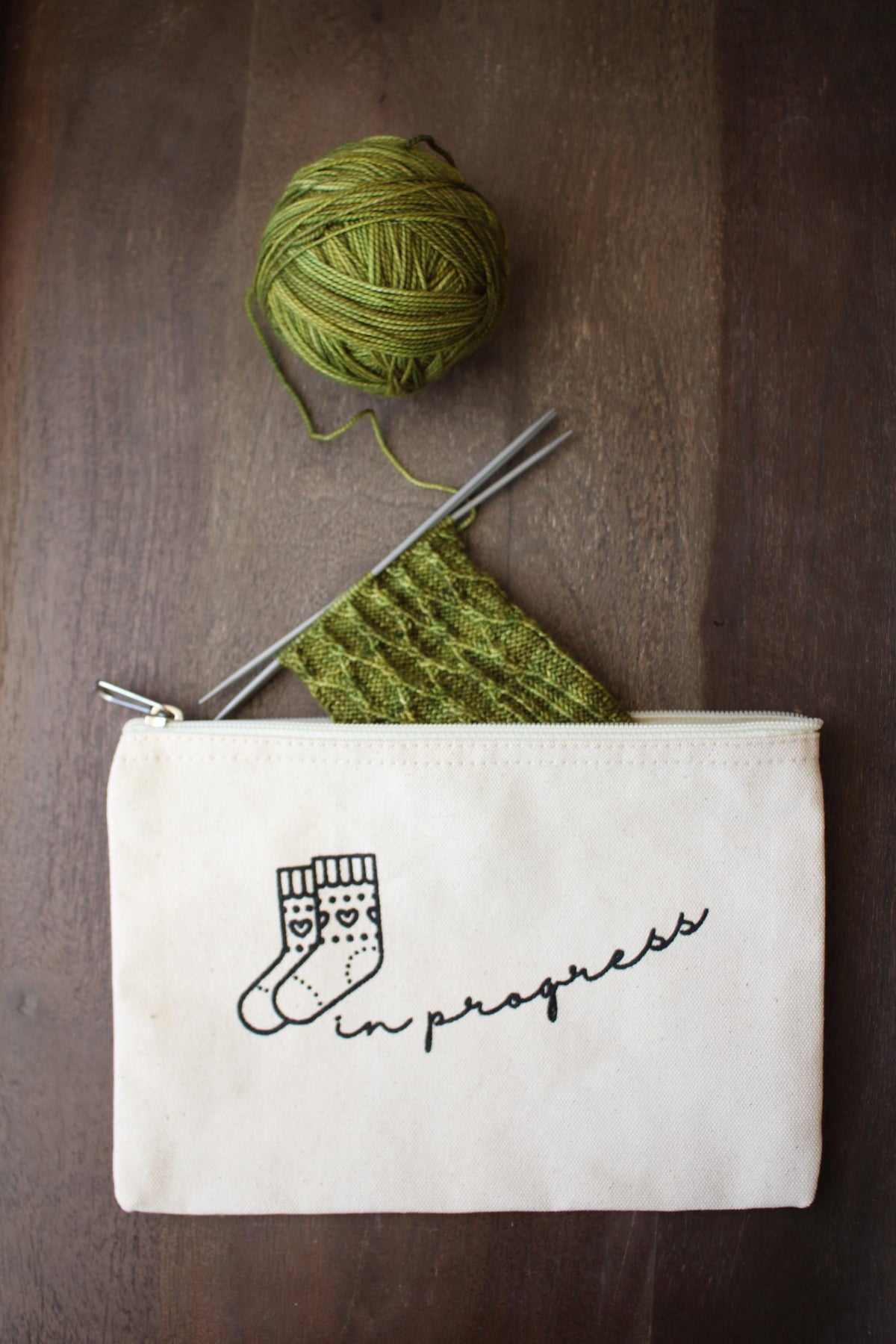 "Socks In Progress" Project Pouch