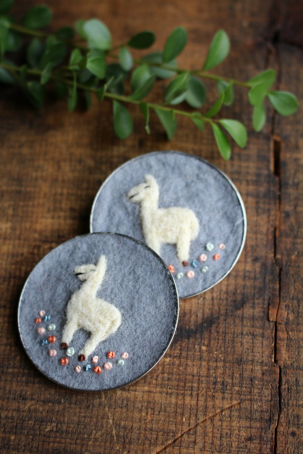 Embroidered Llama Brooch