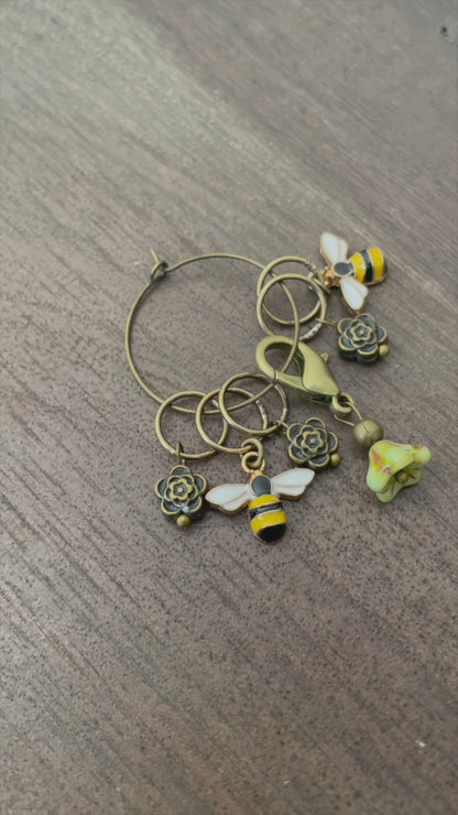 Bee and Bloom Stitch Markers Set