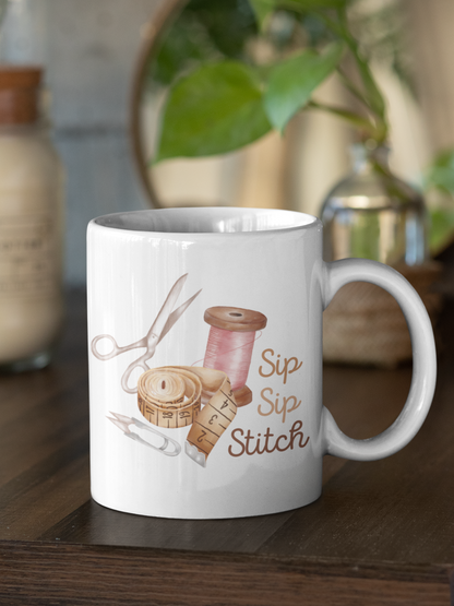 Vintage Sip Sip Stitch Mug