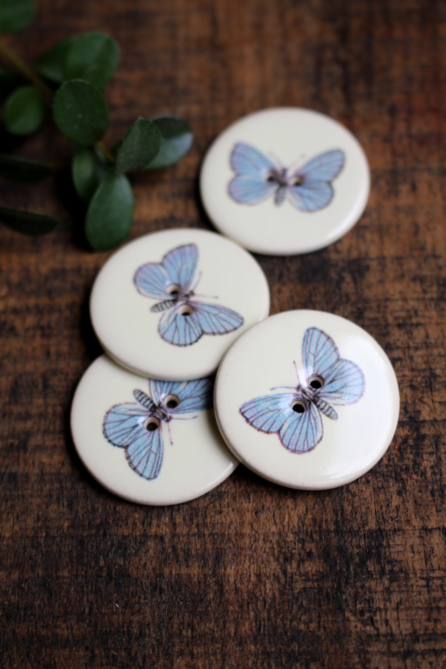 Blue Butterfly Ceramic Buttons