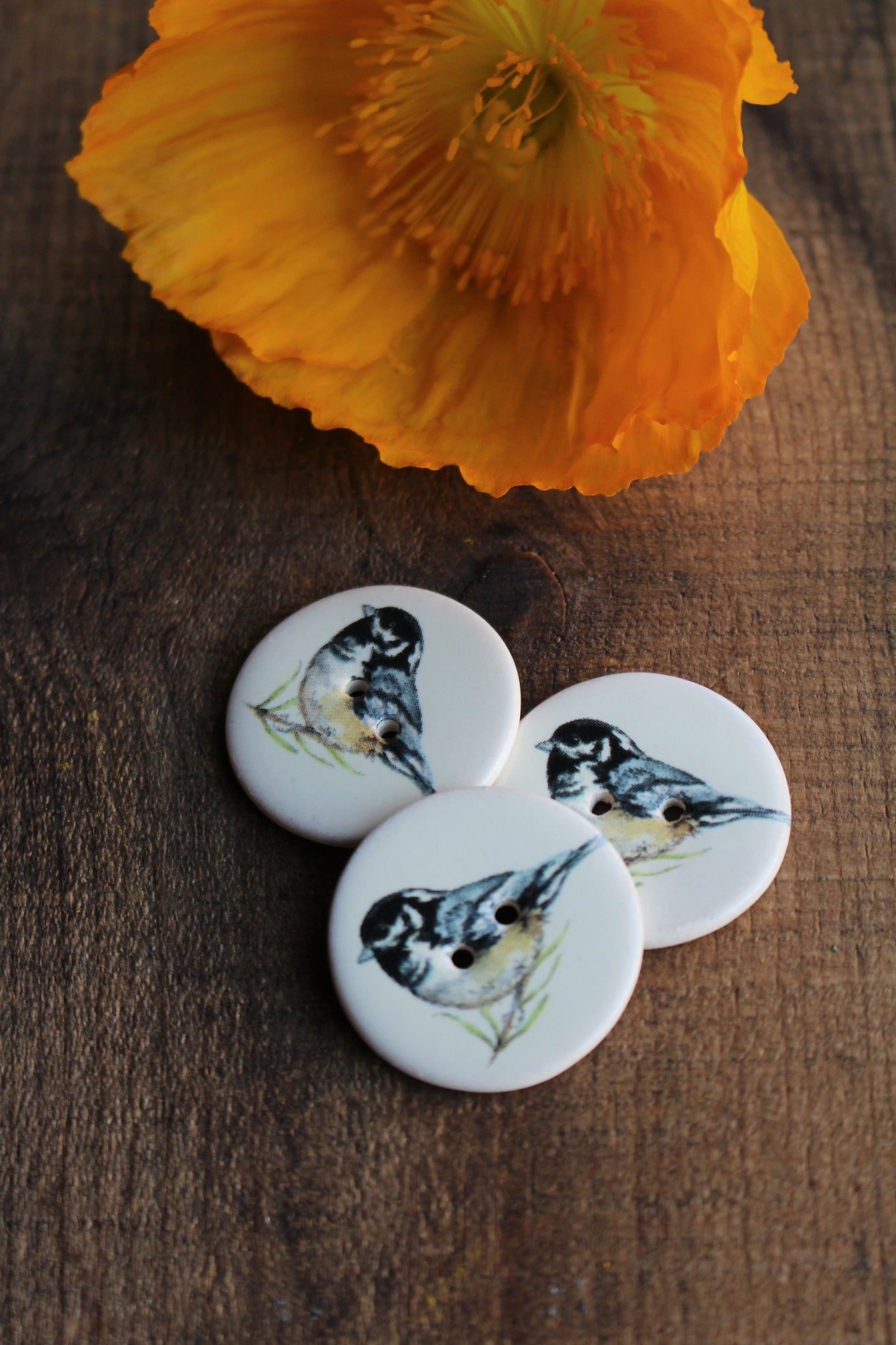 Ceramic Chickadee Button