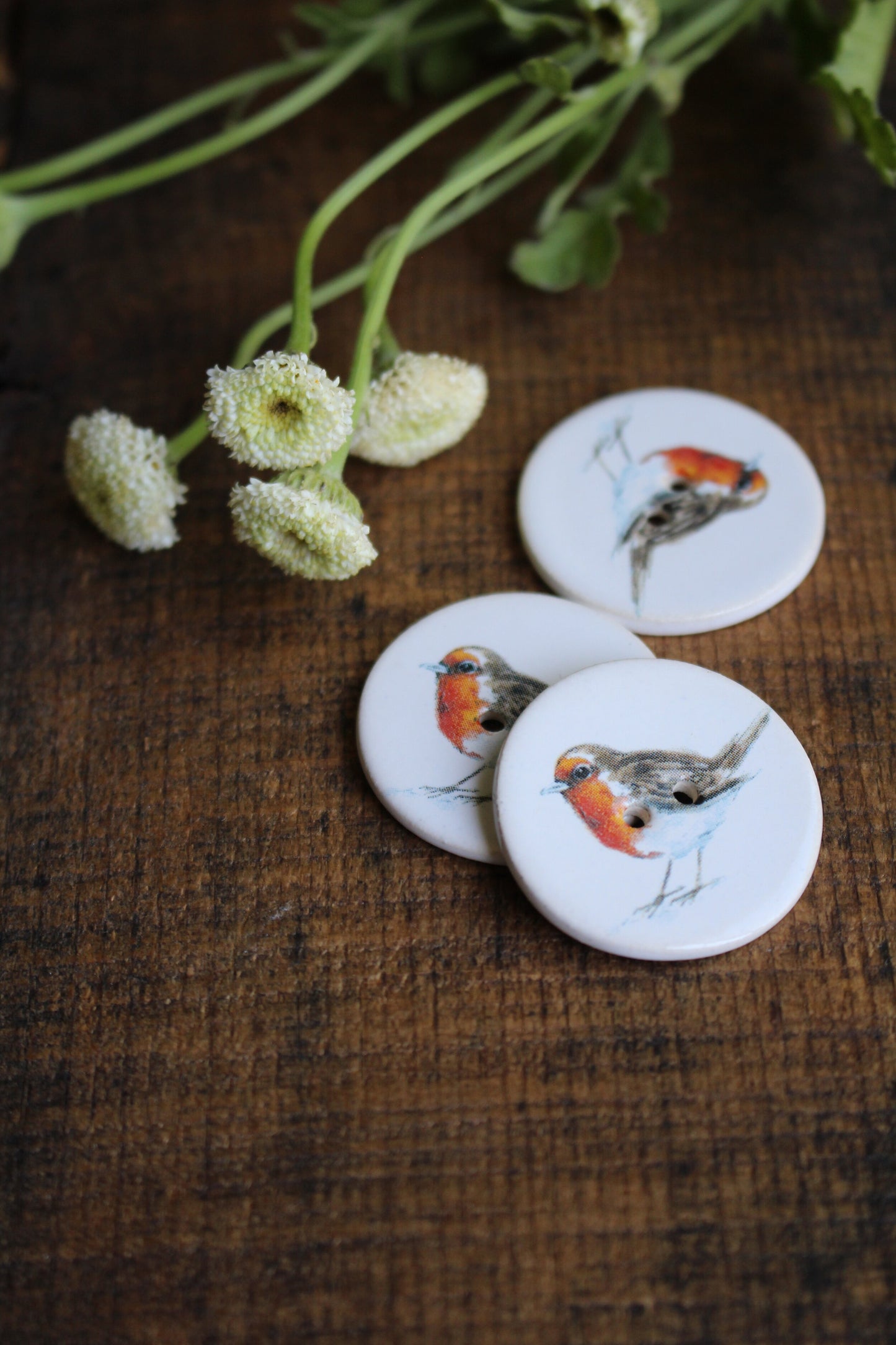 Robin Redbreast Ceramic Button