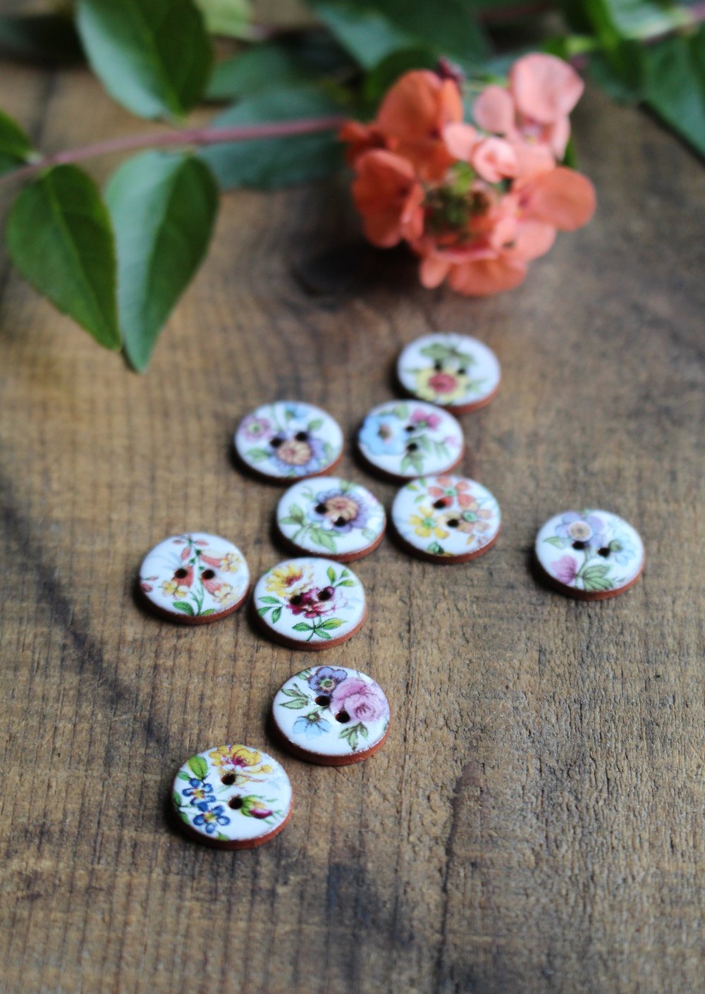 Wildflower Mini Ceramic Buttons (Set of 10)