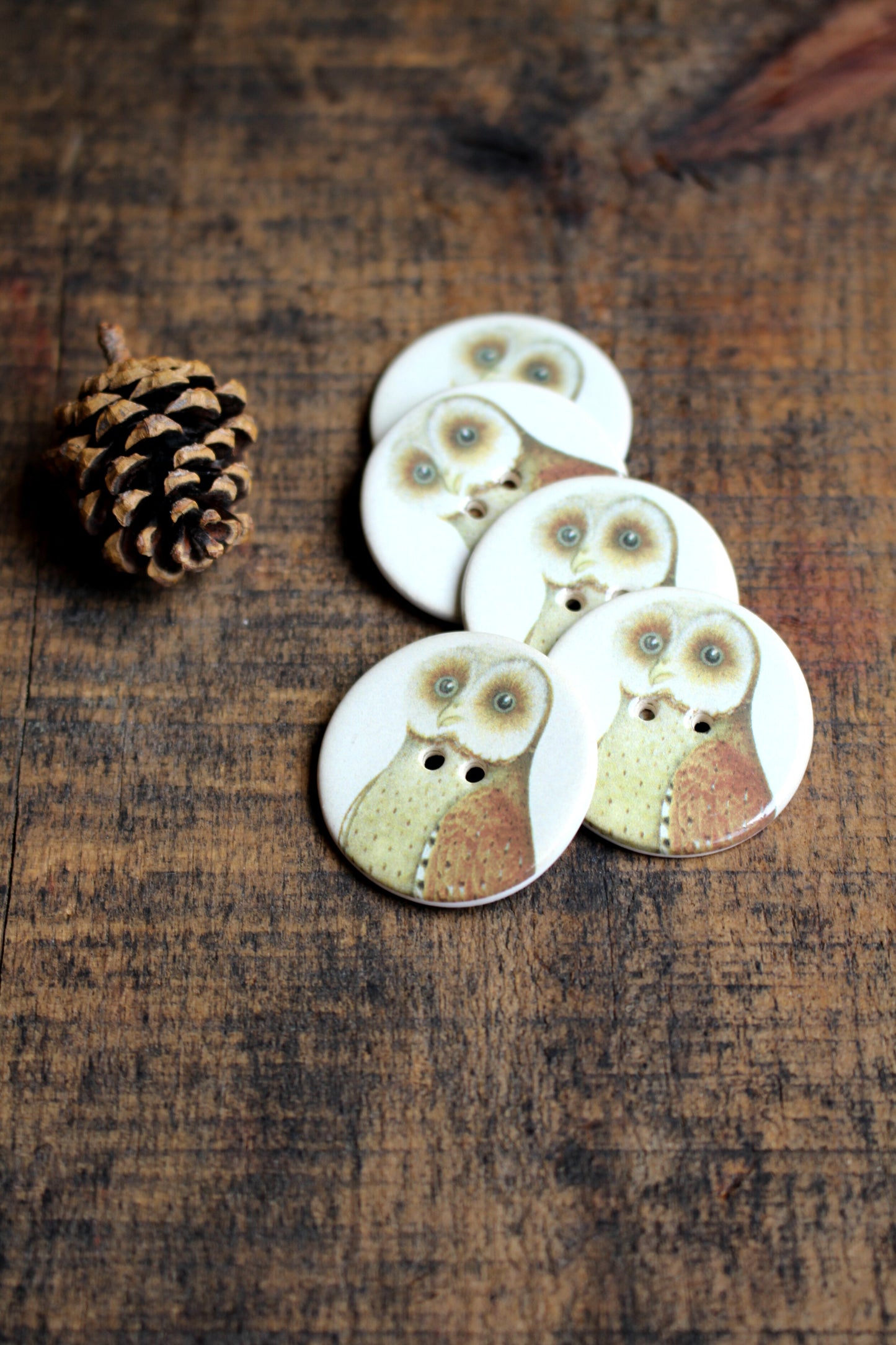 Round Owl Ceramic Buttons
