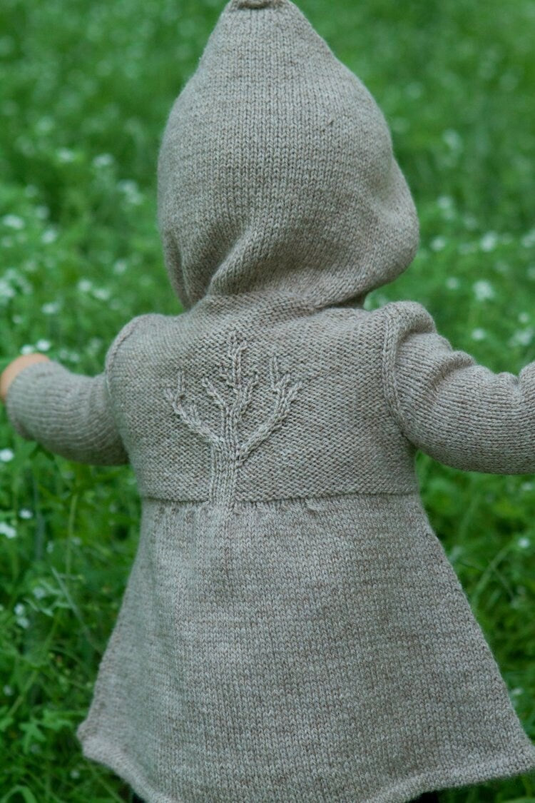 Baby Hood Tree Motif Sweater Pattern • Baby Branches Knitting Pattern PDF • Intermediate Knit Pattern
