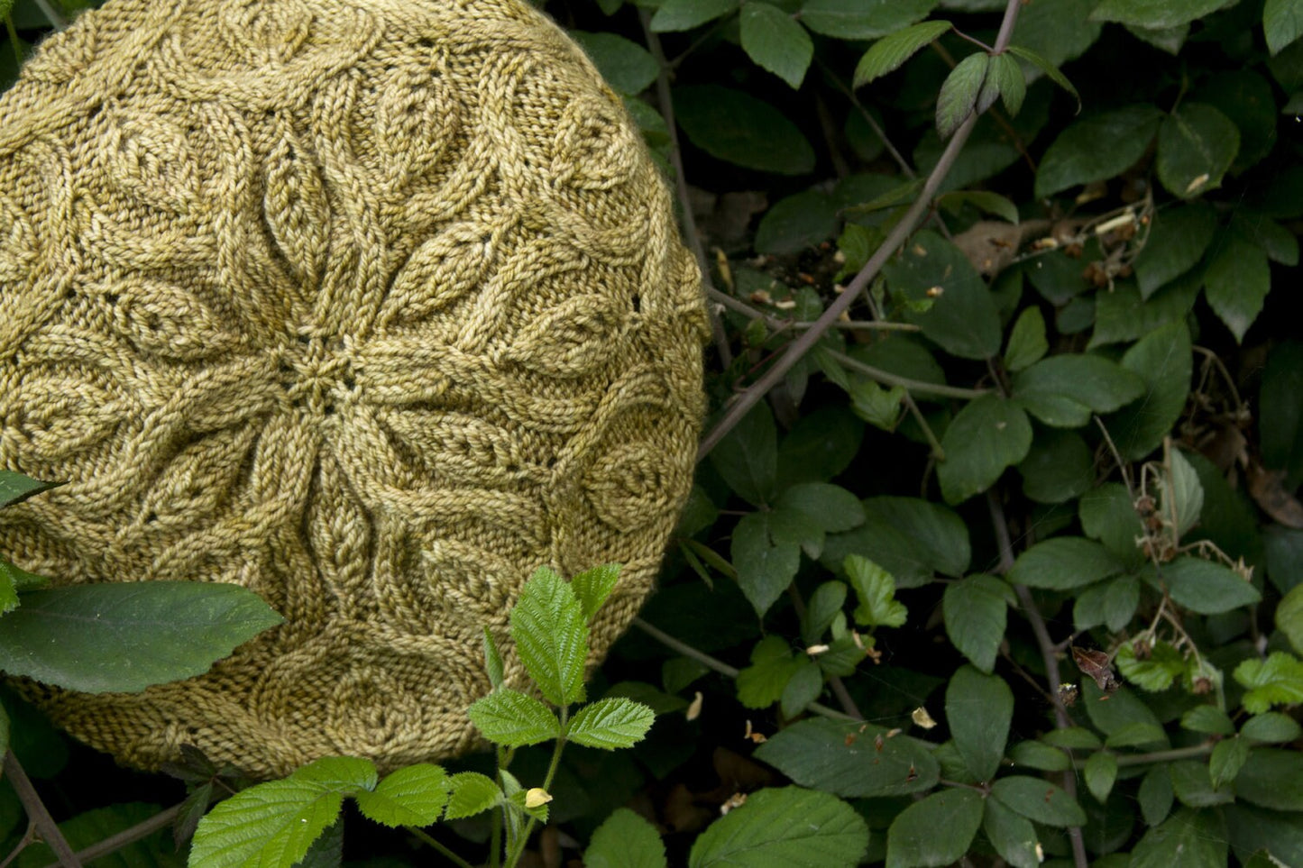 Textured Cabled Leaf Hat for Women Pattern • Ivy Trellis Knitting Pattern PDF • Intermediate Knit Pattern