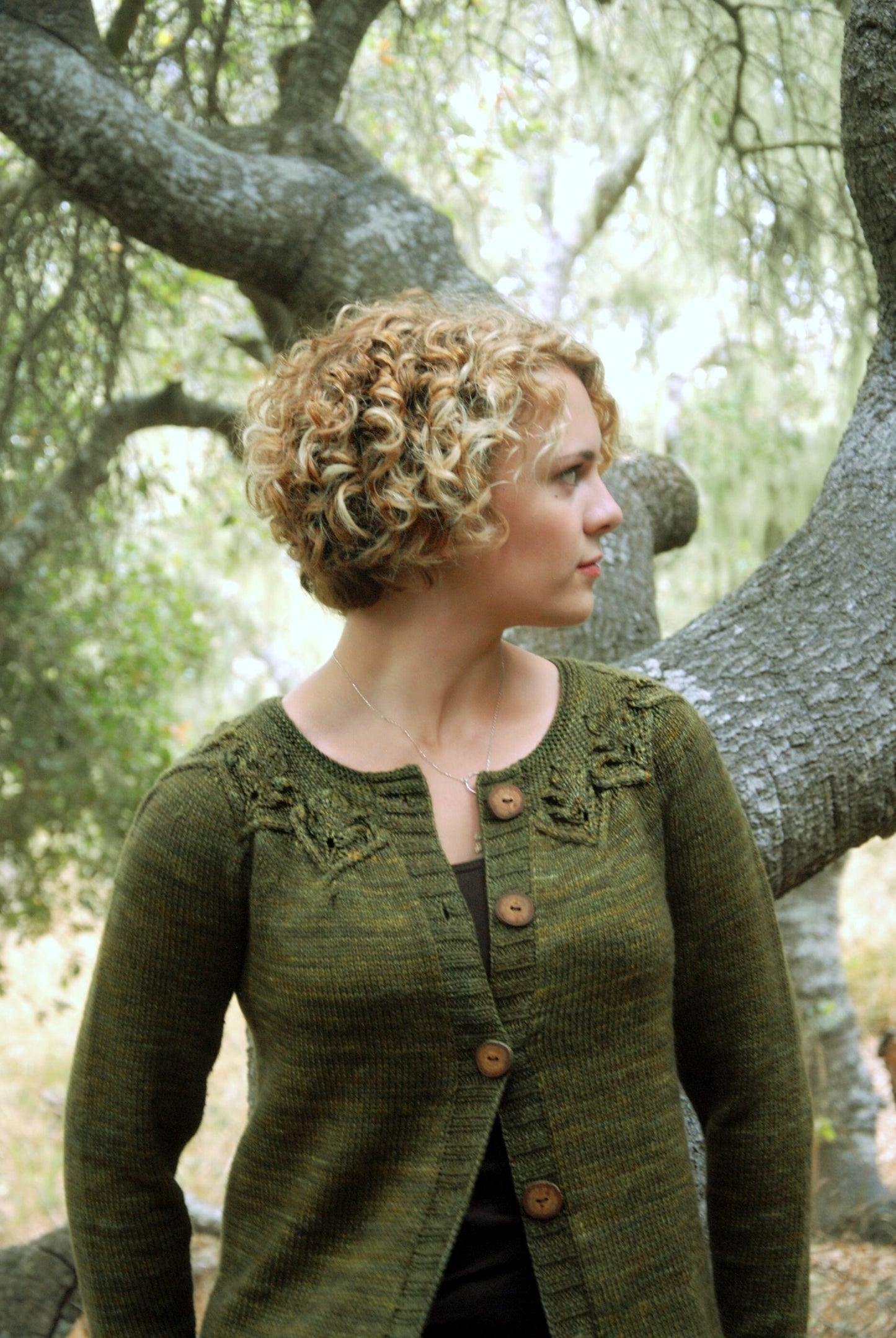 Leaf Yoked Cardigan for Women Pattern • Gnarled Oak Knitting Pattern PDF • Intermediate Knit Pattern