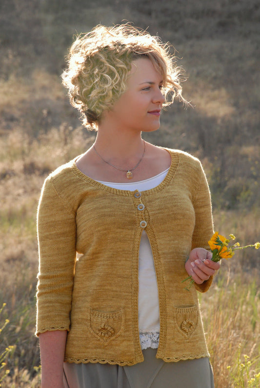 Women's Cardigan Pattern with Pockets • Wildflower Knitting Pattern PDF • Intermediate Knit Pattern