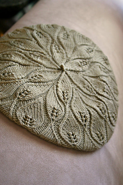 Slouchy Leaf Beret Pattern • Rustling Leaves Knitting Pattern PDF • Intermediate Knit Pattern