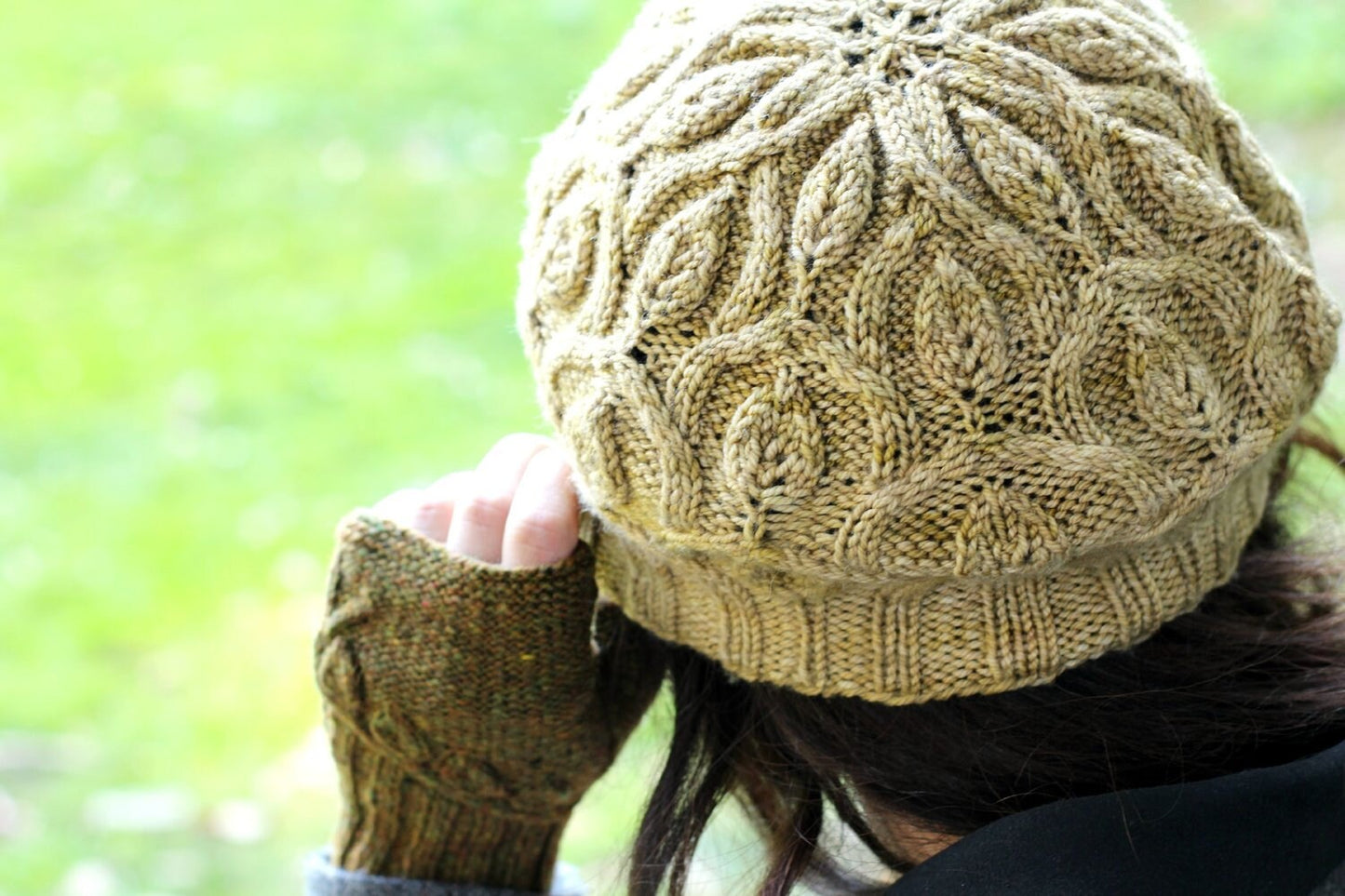 Textured Cabled Leaf Hat for Women Pattern • Ivy Trellis Knitting Pattern PDF • Intermediate Knit Pattern