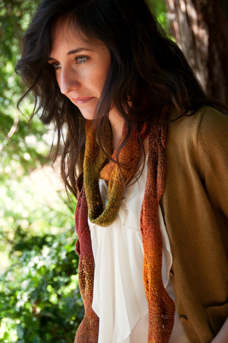 Autumn Leaf Scarf Knitting Pattern • Life Cycle Knitting Pattern PDF • Intermediate Knit Pattern