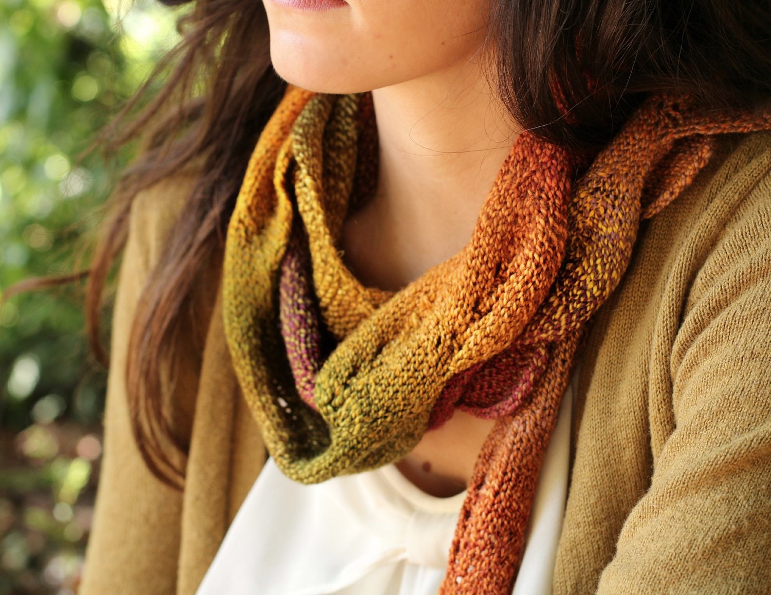 Autumn Leaf Scarf Knitting Pattern • Life Cycle Knitting Pattern PDF • Intermediate Knit Pattern