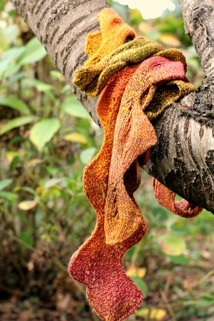 Autumn Leaf Scarf Knitting Pattern • Life Cycle Knitting Pattern PDF • Intermediate Knit Pattern