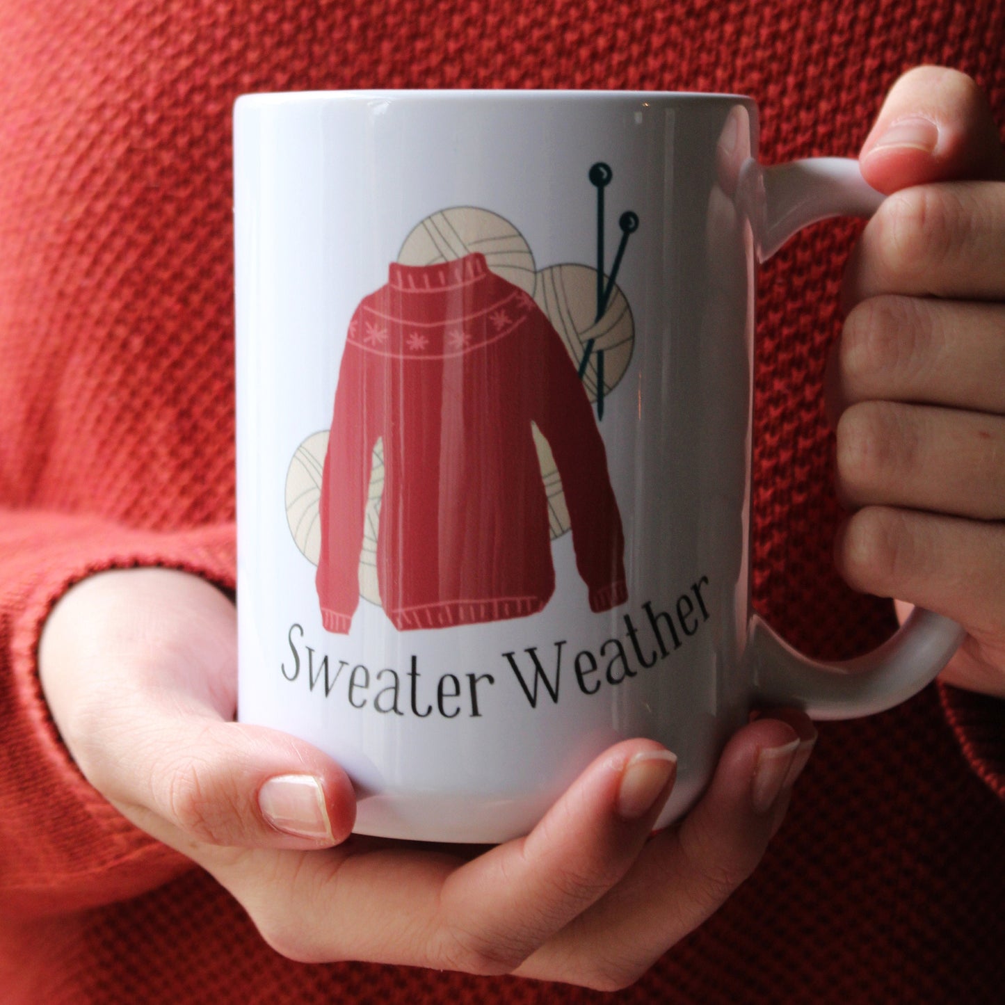 Mug Gift for Knitter • Sweater Weather Mug • Funny Knitting Gift Cup