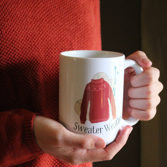 Mug Gift for Knitter • Sweater Weather Mug • Funny Knitting Gift Cup